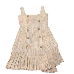 Vintage A.B.S Collection Tweed Light Yellow Pleated Dress Size 4